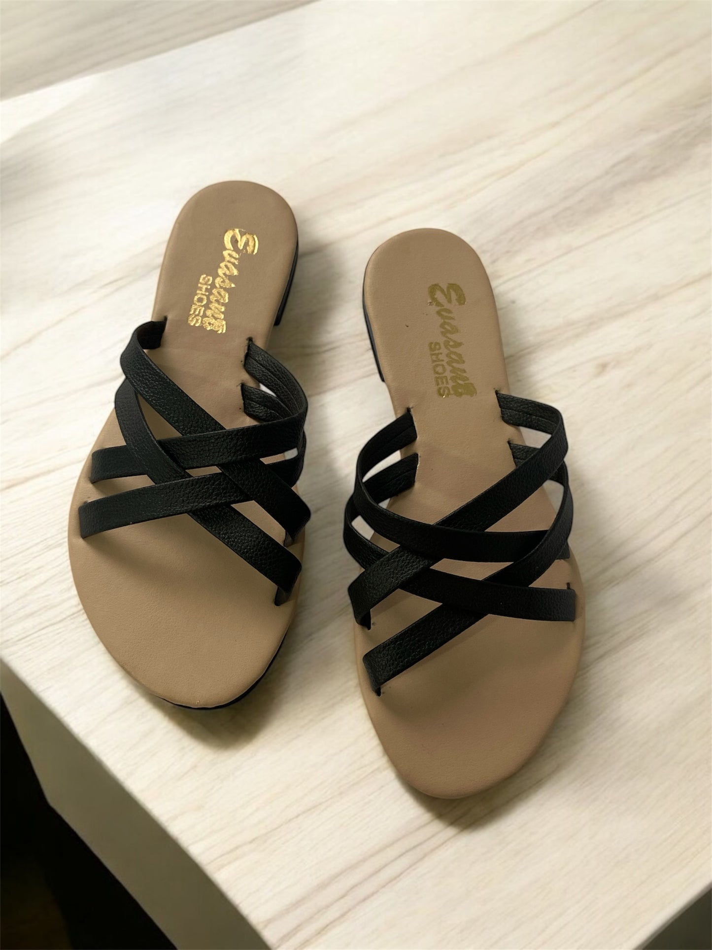 Sandalias Planas Cruzadas Black Comfort